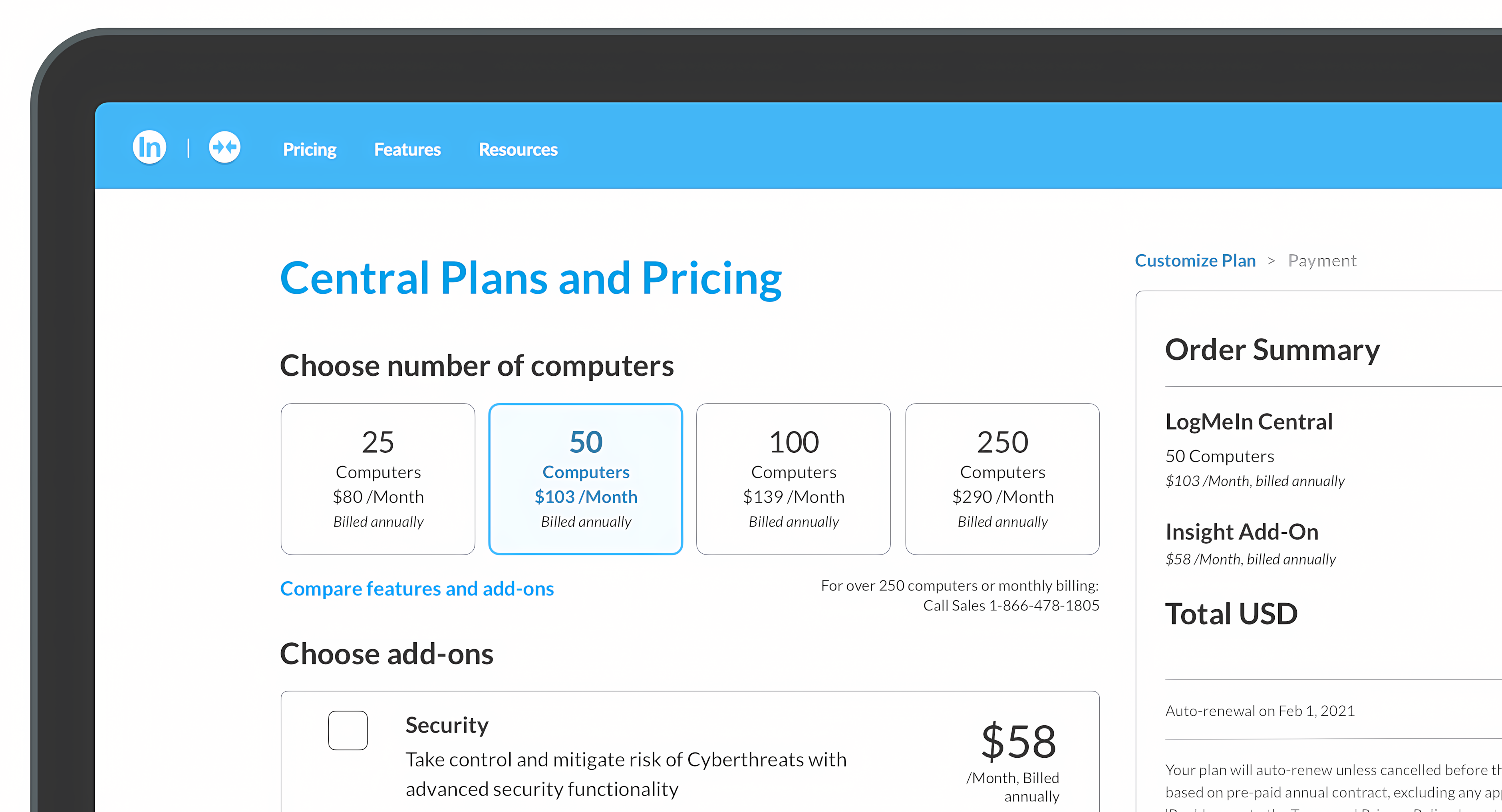 I was tasked with improving the Central purchase flow for customers to seamlessly navigate from the marketing site into the product.